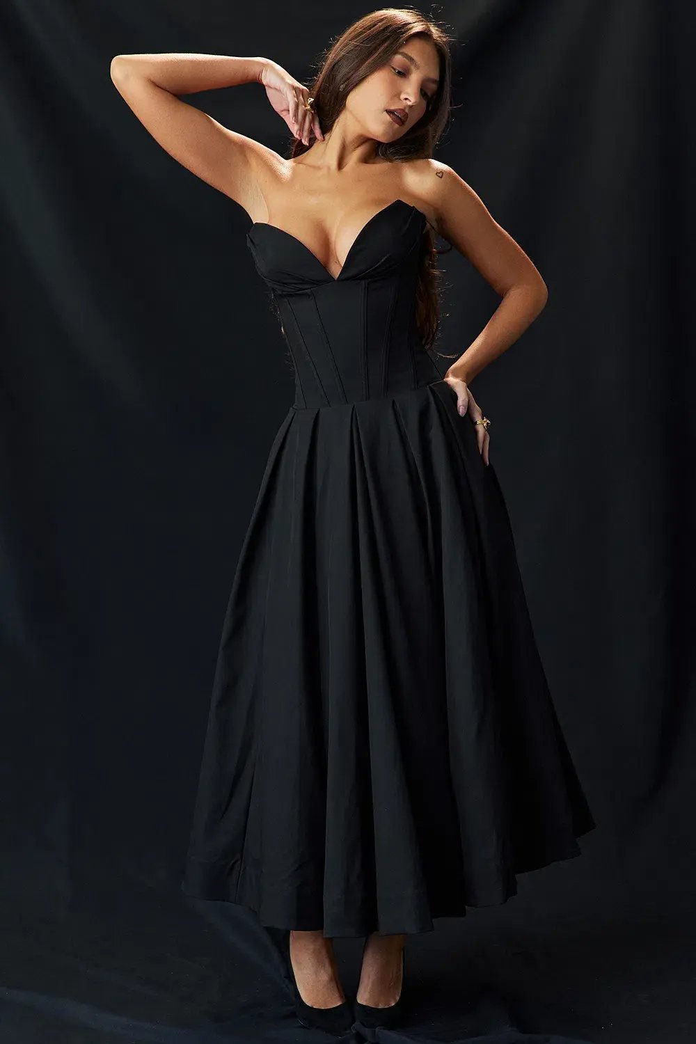 House Of CB Lady Strapless Midi Dress Black Size M / AU 10 photo 6