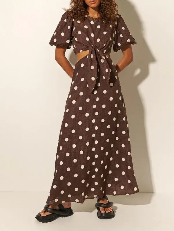 Kivari Harper Maxi Dress Brown Print Size 6 photo 2