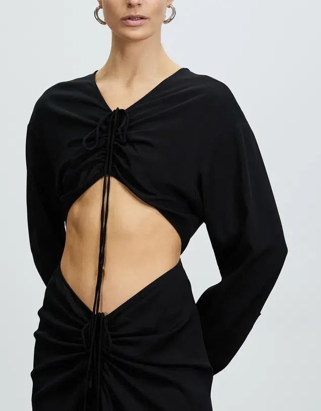 Christopher Esber Ruched Disconnect Shirt Dress Black Size 10 / M photo 2