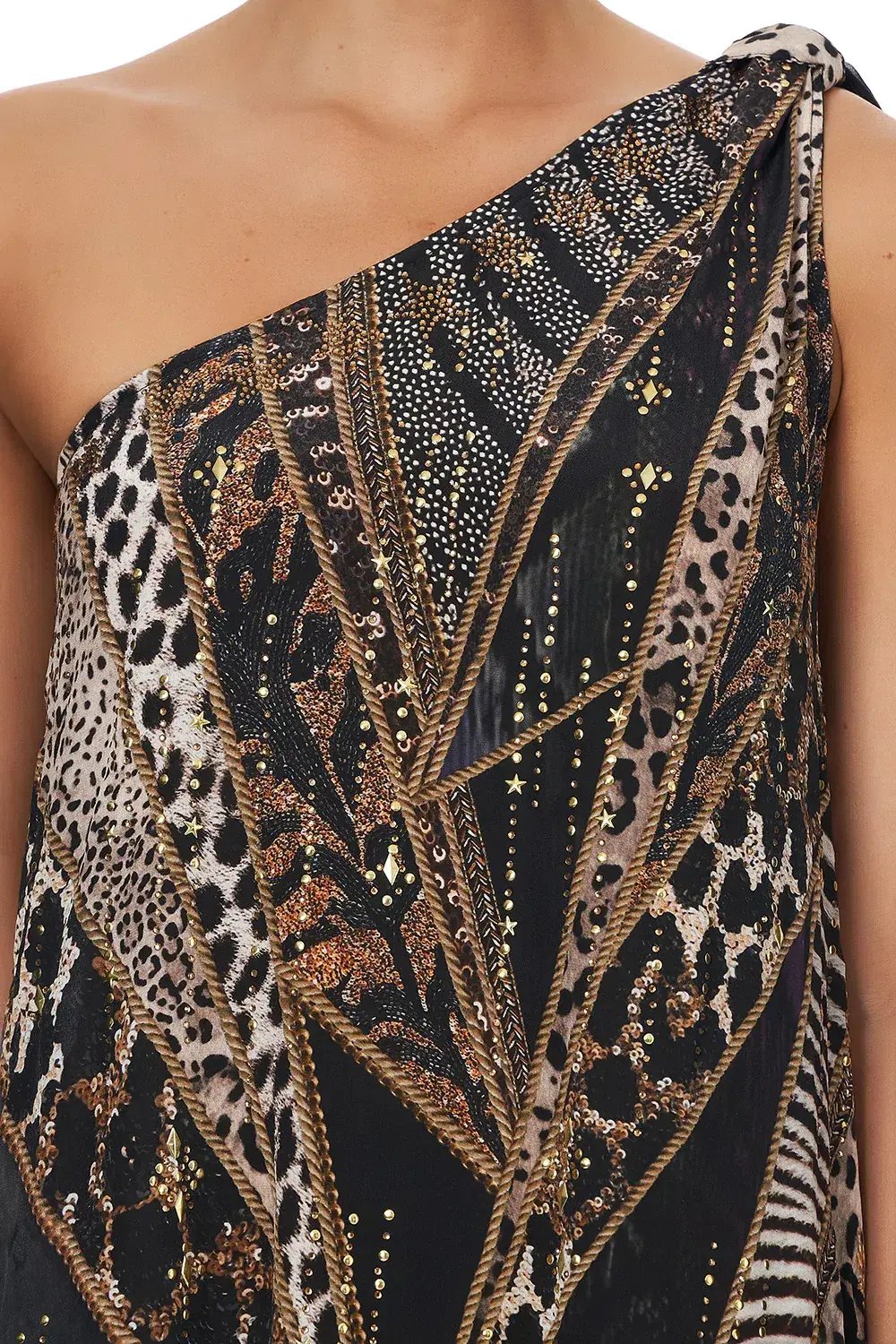Camilla One Shoulder Long Dress Lady Stardust Print Size 8 photo 5