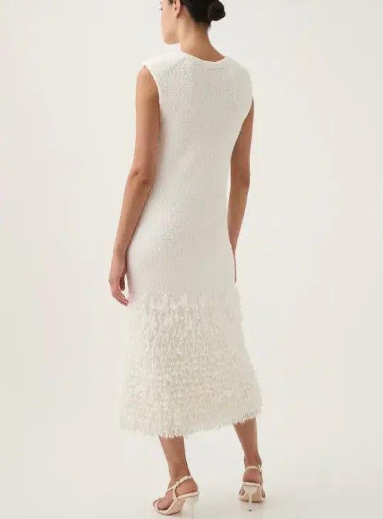 Aje Dimension Knit Midi Dress Ivory Size 12 photo 3