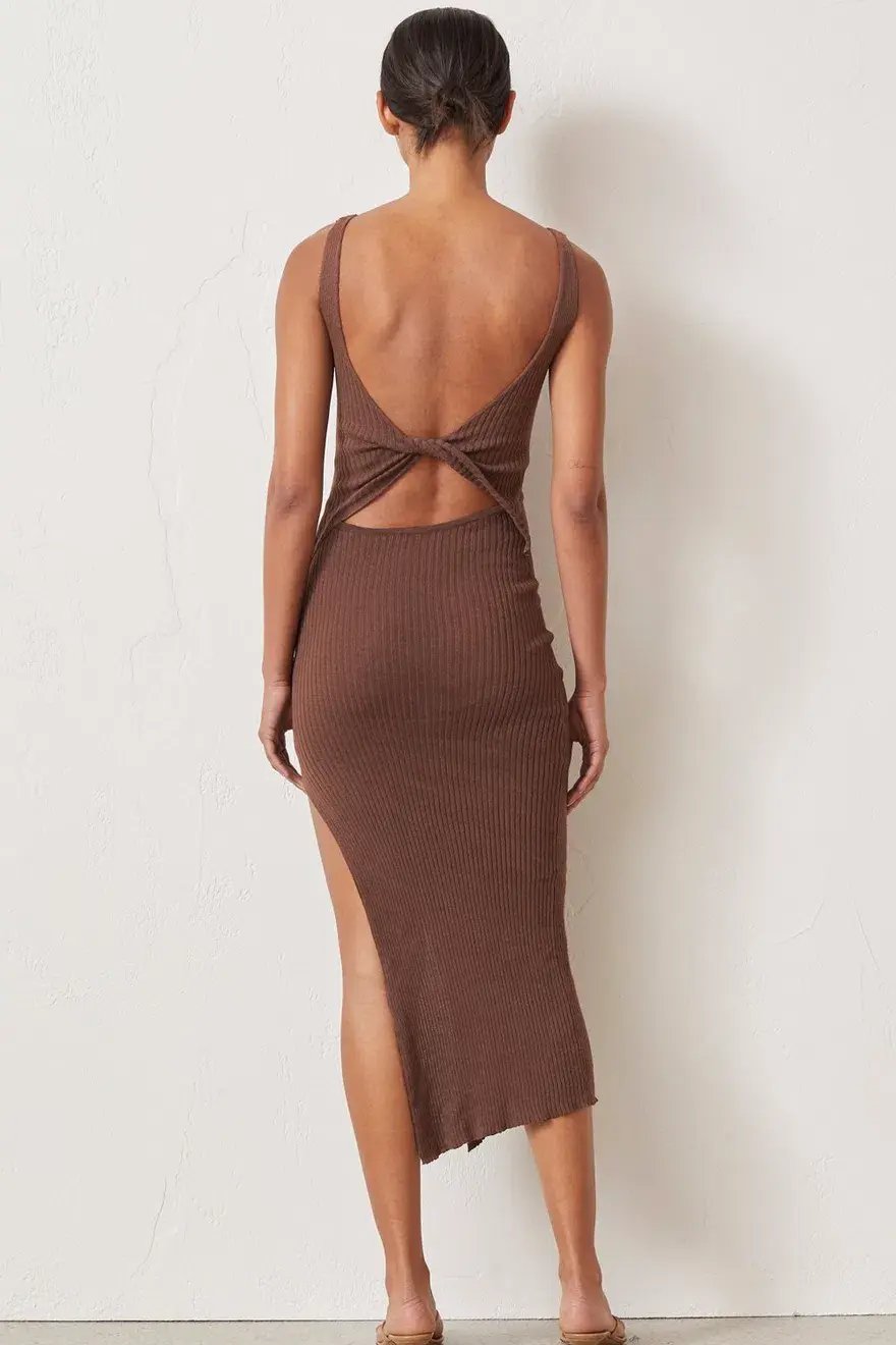 Bec & Bridge Riviera Knit Midi Dress Cedar Brown Size 10 photo 2