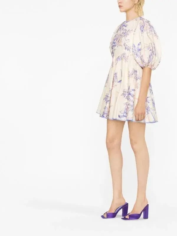 Zimmermann Puff-Sleeve Linen Mini Dress Size 8 photo 3