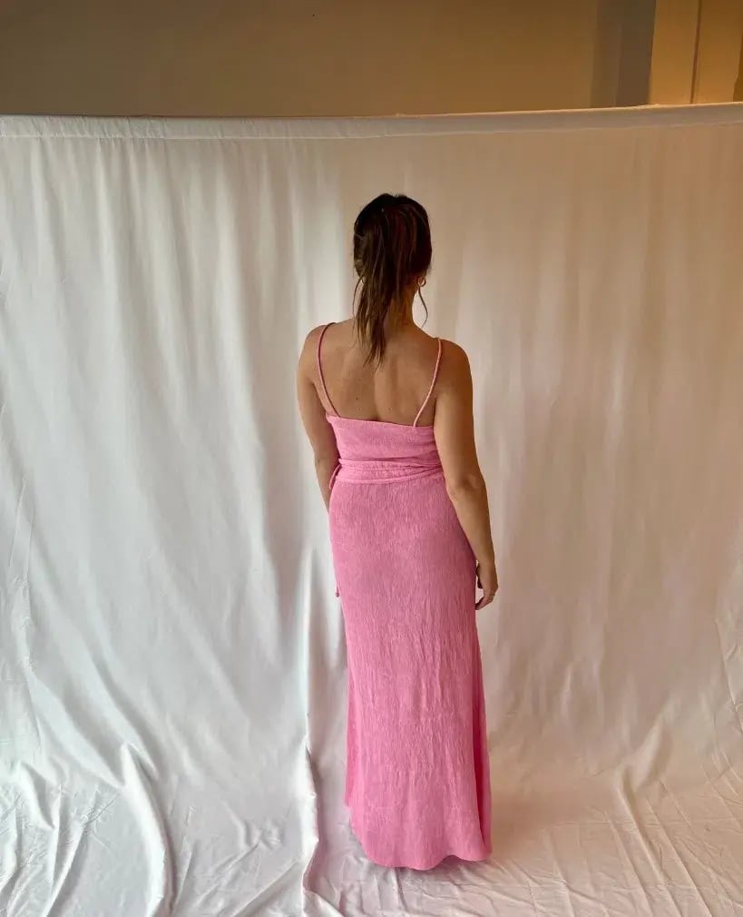 By Nicola Estelle Pleated Maxi Skirt Pink Size 6 photo 2