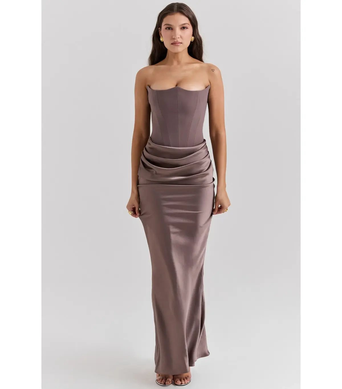 House Of CB Strapless Corset Maxi Dress Smoke Size AU 8 photo 2