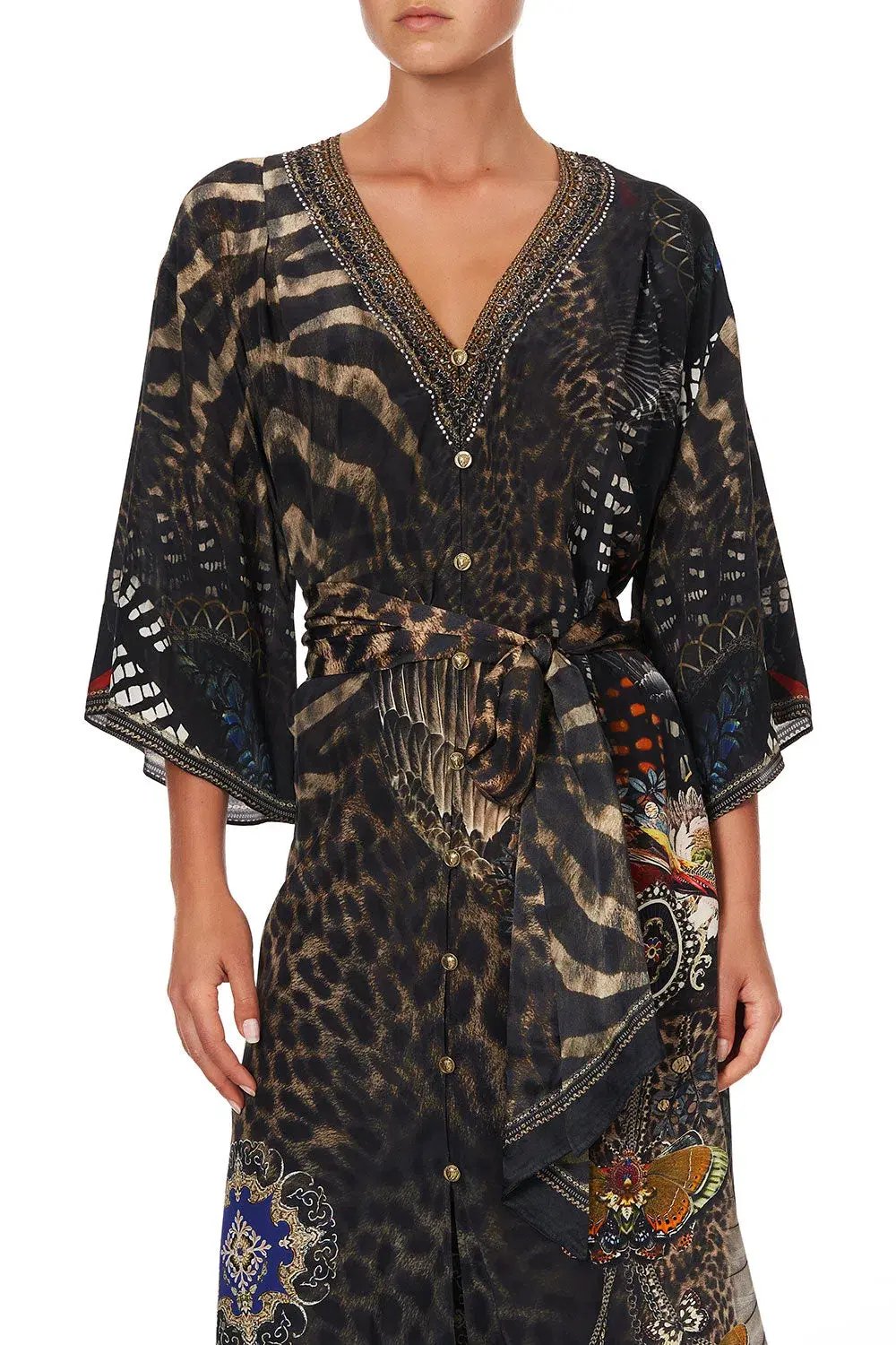 Camilla Treasure Chaser Loose Button Through Silk Dress Print Size 16 photo 2
