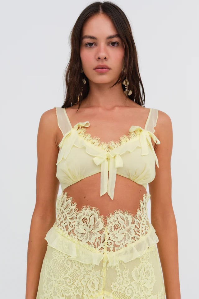FOR LOVE & LEMONS MILENA LACE MAXI DRESS - YELLOW photo 3