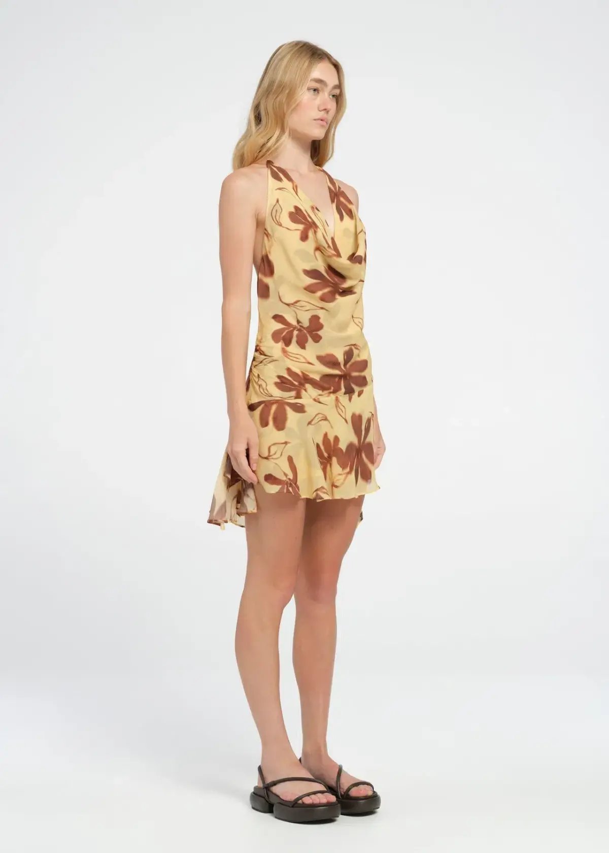 Benni Harlow Halter Mini Dress Yellow Size 8 photo 2