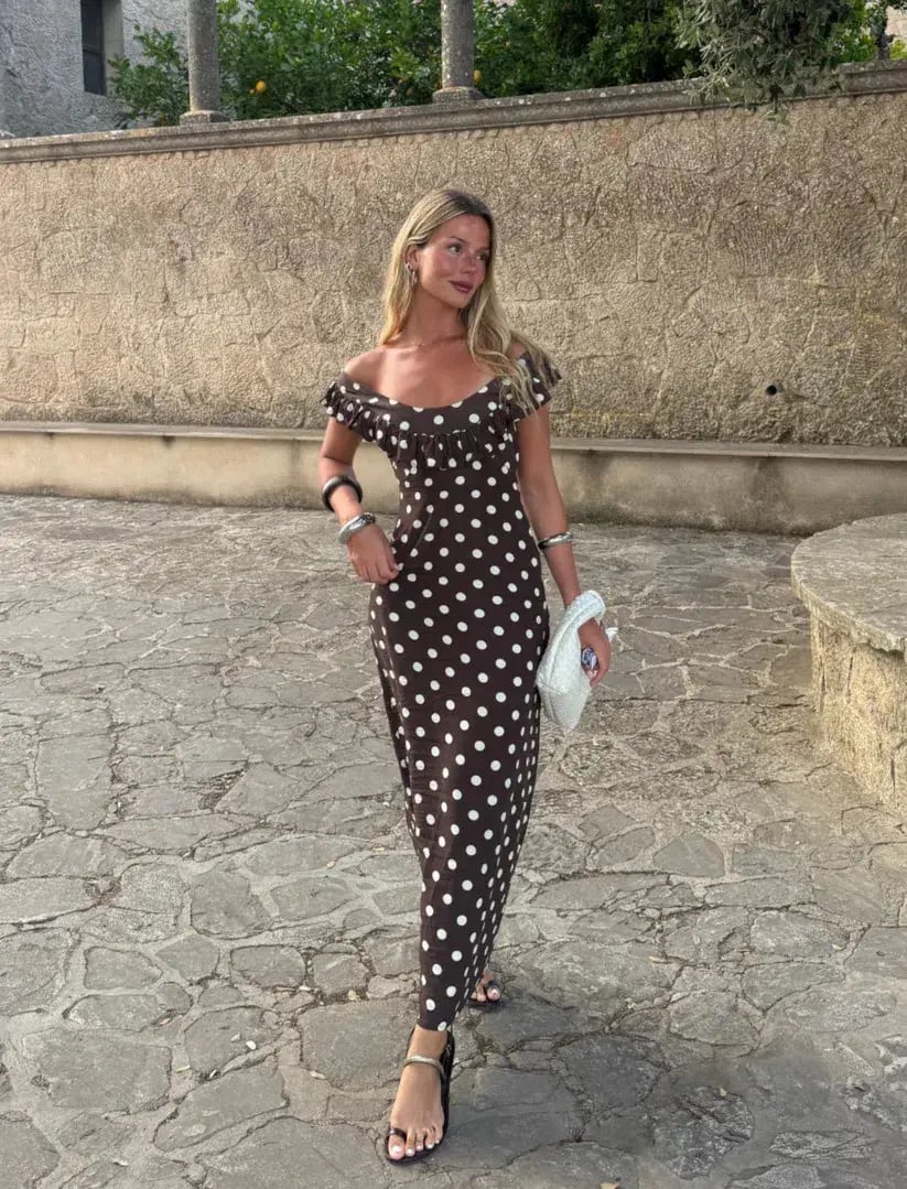 Design by Si Luna Dress Brown/White Print Size M/L photo 2
