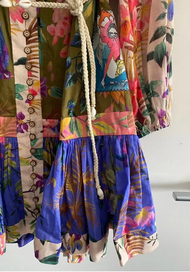 Zimmermann Tropicana Print Belted Mini Dress Multi-colored Size 0 / AU 8 photo 4