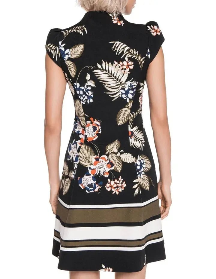 Cue Palm Leaf Zip Front Dress Black Size AU 10 photo 4