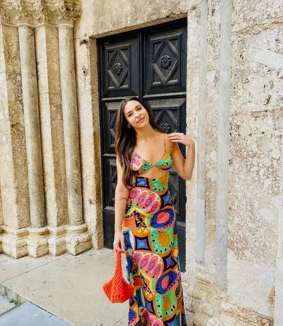 SWF Murano Cut Out A Line Maxi Dress Print Size 8 photo 3