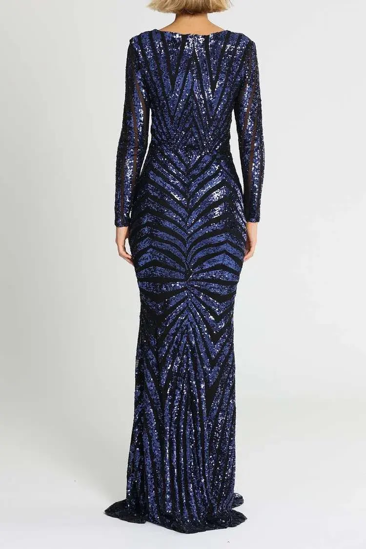 Ae'lkemi  Art Deco Sequin Gown Navy Size 10 photo 3