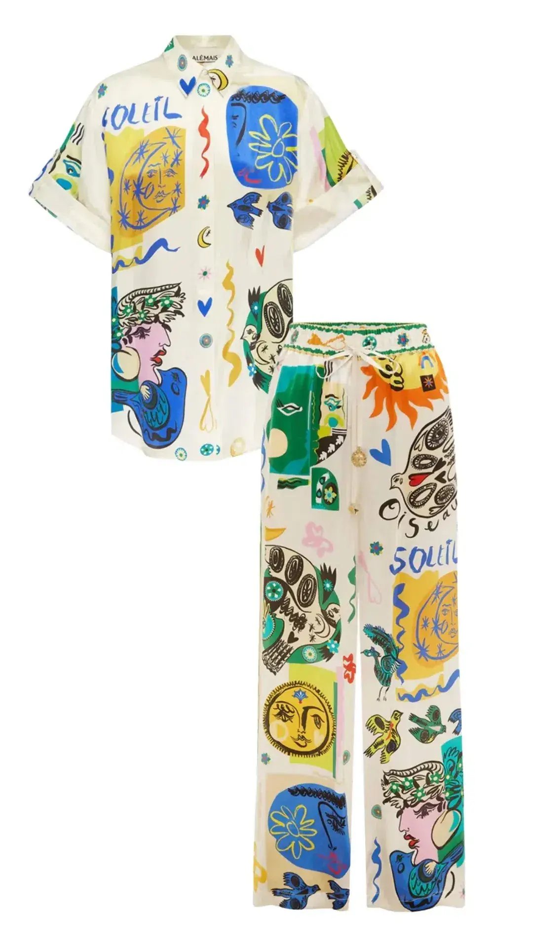 Alemais Soleil Silk Shirt And Pants Set Print Size 10 shirt size 8 pants photo 2
