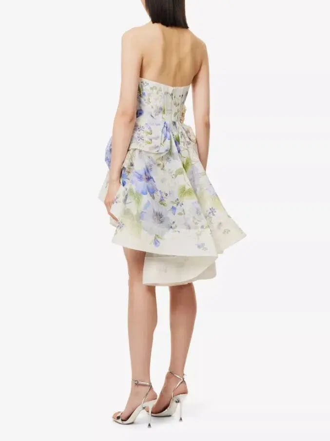 Zimmermann Natura Draped Mini Dress Blue Floral Size 0 / AU 8 photo 5