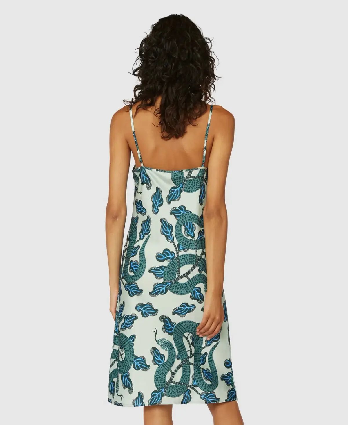 Gorman Slinky Slip Dress Midi Turquoise Snakes Print Size 10 photo 4