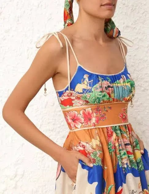 Zimmermann Alight Picnic Midi Dress Nautical Map Size 0 / AU 8 photo 6