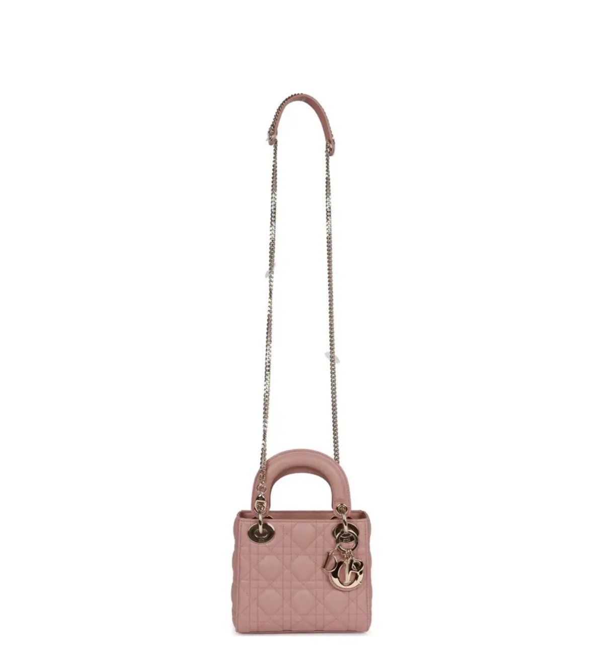 Christian Dior Mini Lady Bag Cannage Lambskin Light Gold Hardware in Blush photo 4