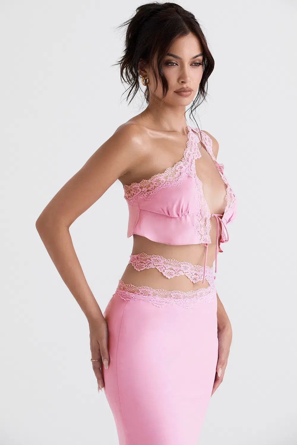 House of CB Lorena Cropped Top & Mathilda Maxi Skirt Set Pink Size 6 photo 2