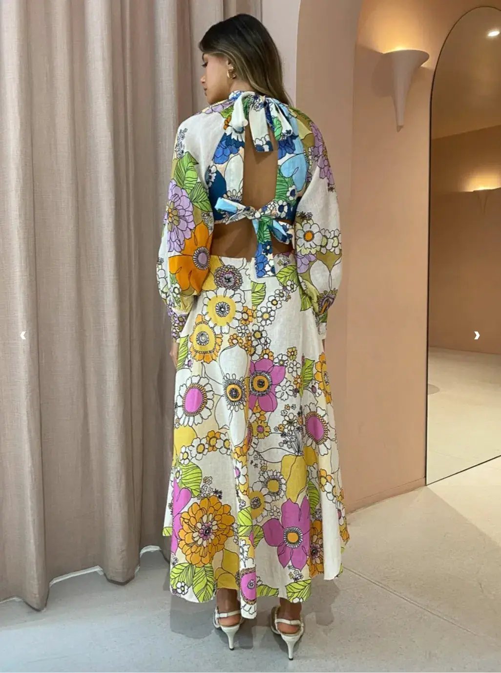 Alemais Farrah Cut Out Midi Dress Print Size 6 photo 2