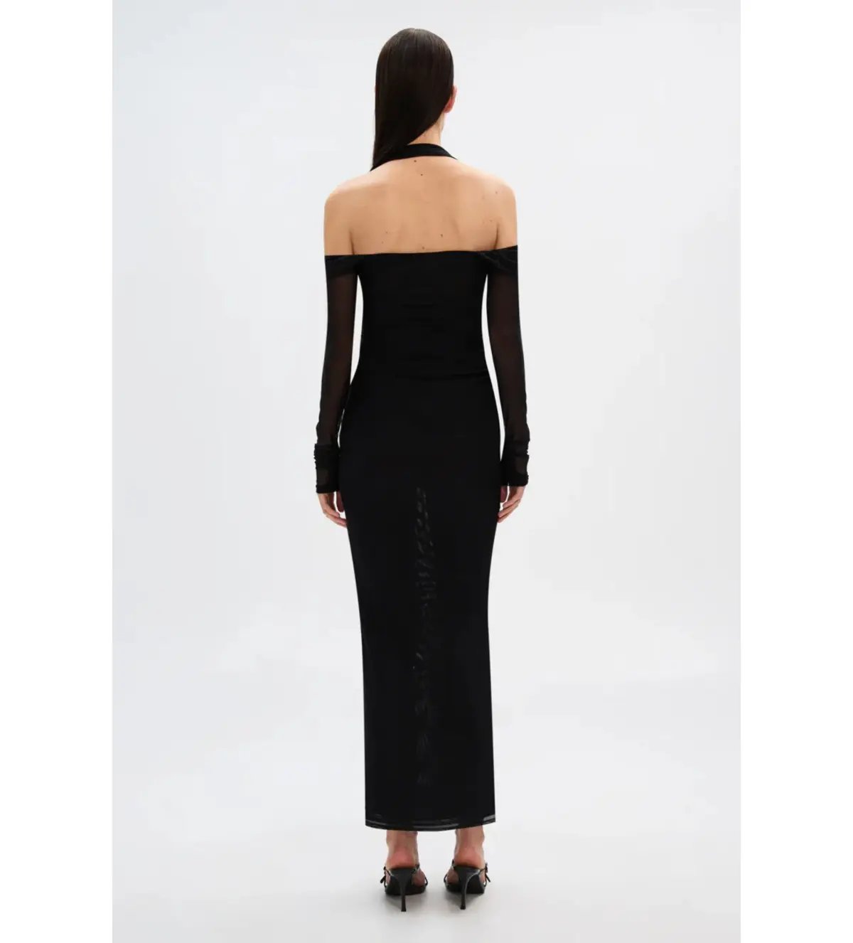 MISHA Sonnet Mesh Maxi Dress Black Size 14/XL photo 3