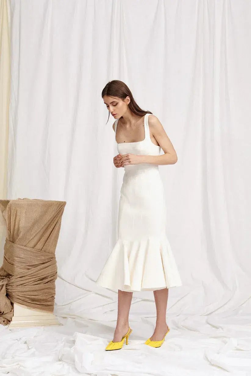 Acler Mawson Midi Dress White Size 12 photo 2