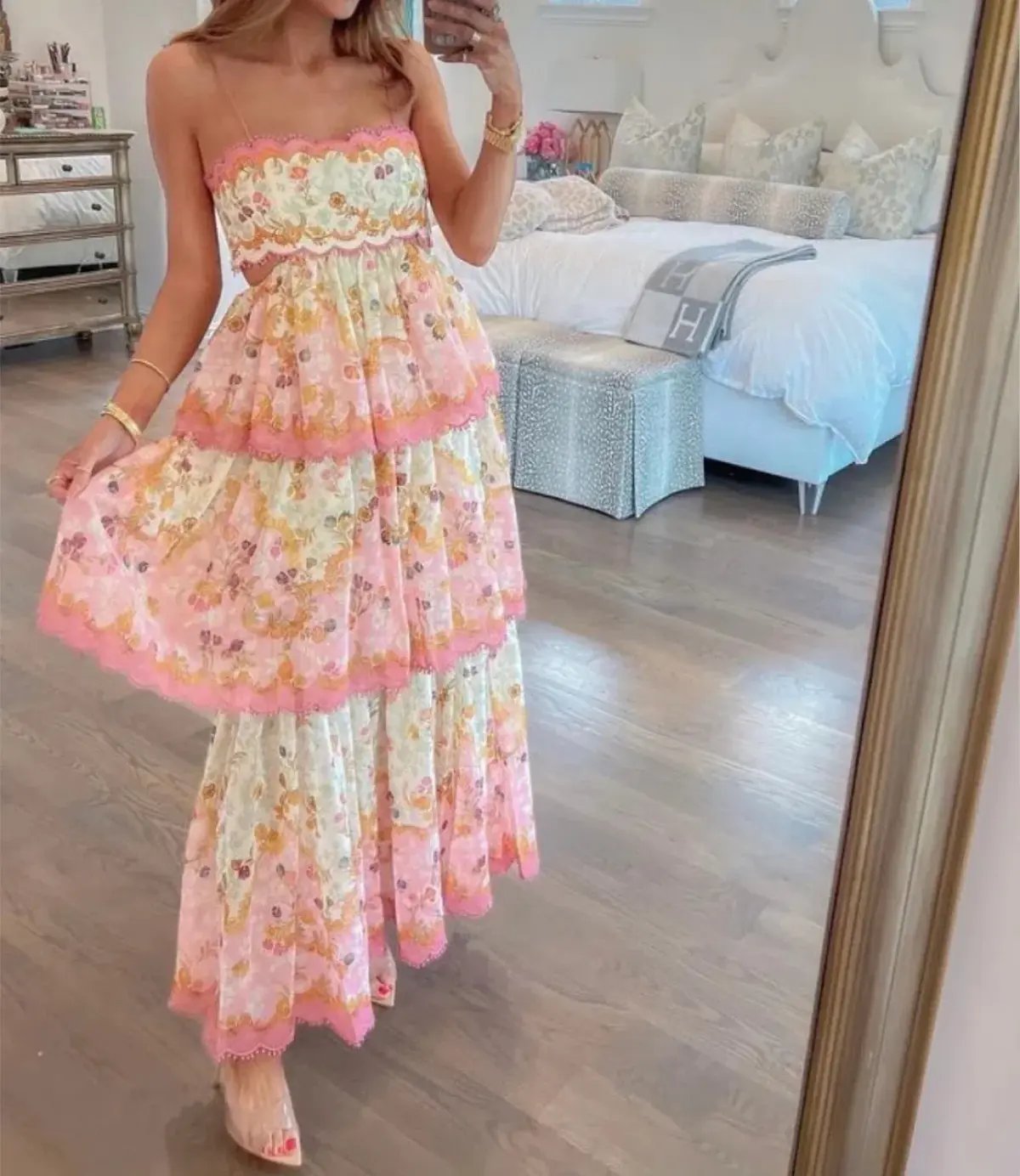 Zimmermann Laurel Frill Dress Pink & Green Floral Size 3 / AU 14 photo 6