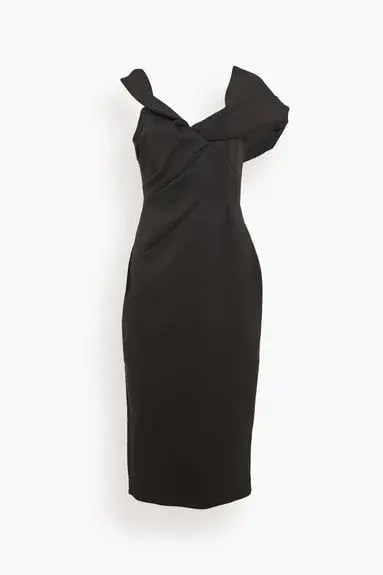 Rachel Gilbert Matteo Midi Dress Black Size 6 photo 3