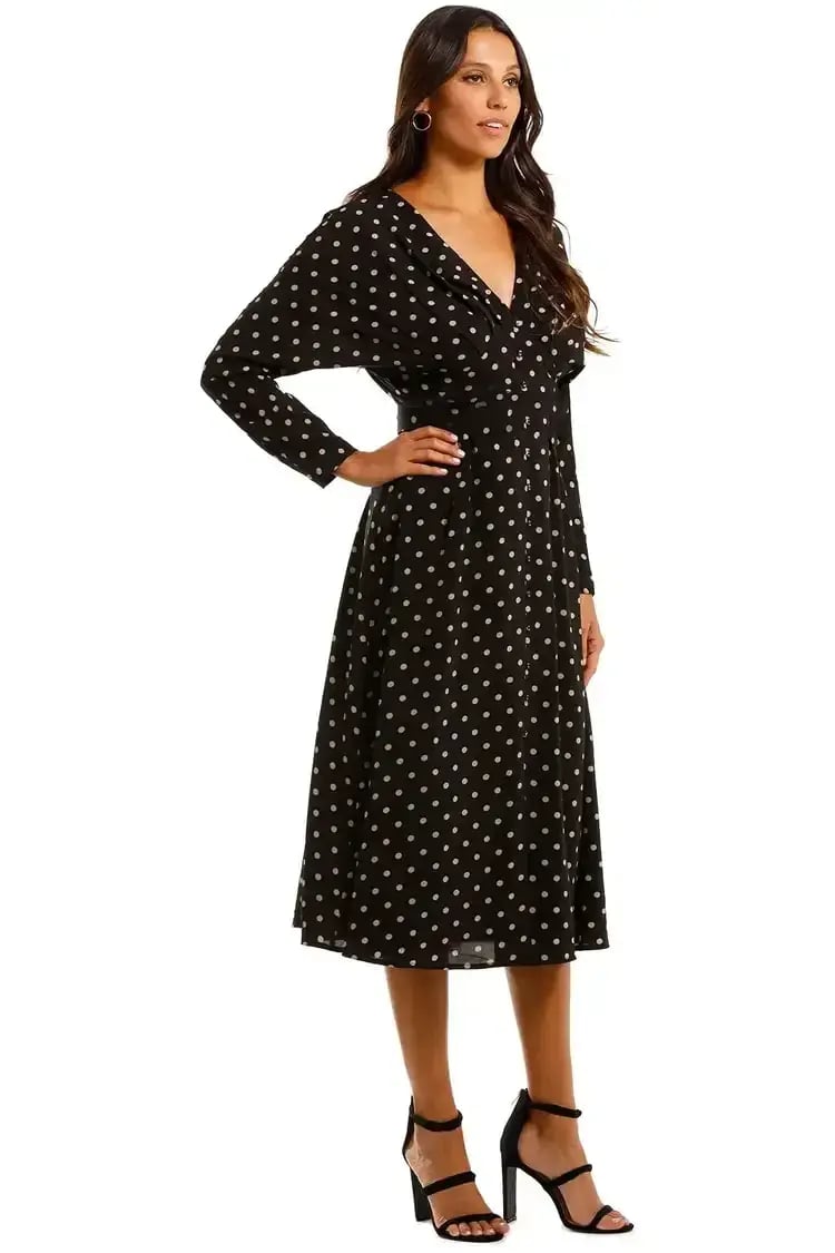 Pasduchas La Rochelle Midi Dress in Black/Taupe Size 8 photo 2