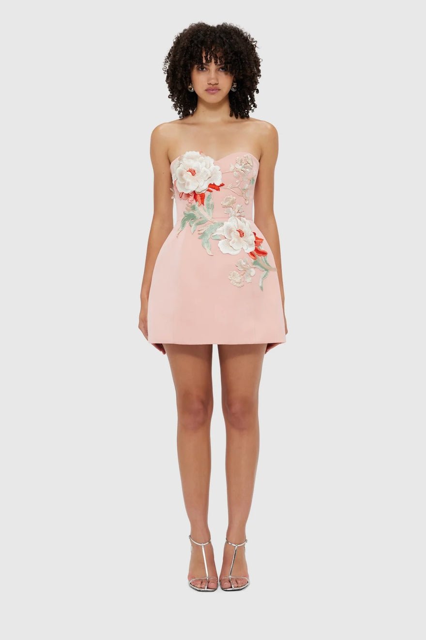 Leo Lin Rosario Appliqué Bustier Mini Dress - Peony Print photo 3