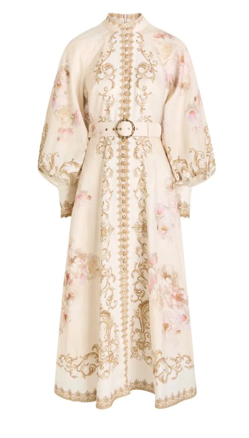 Zimmermann Hypnotic Buttoned Midi Dress White Peony Size 3 au 14 photo 2