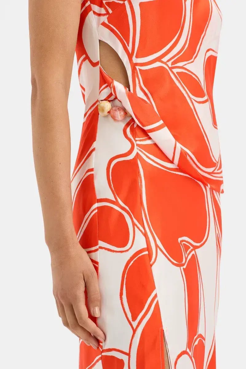 Sir the Label Ramona Twist Bias Dress Orange Print Size 3 / AU 12 photo 4