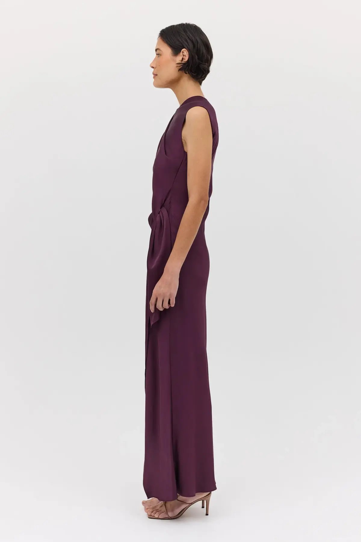 Bianca Spender Aubergine Satin Deviation Gown Size 10 photo 6