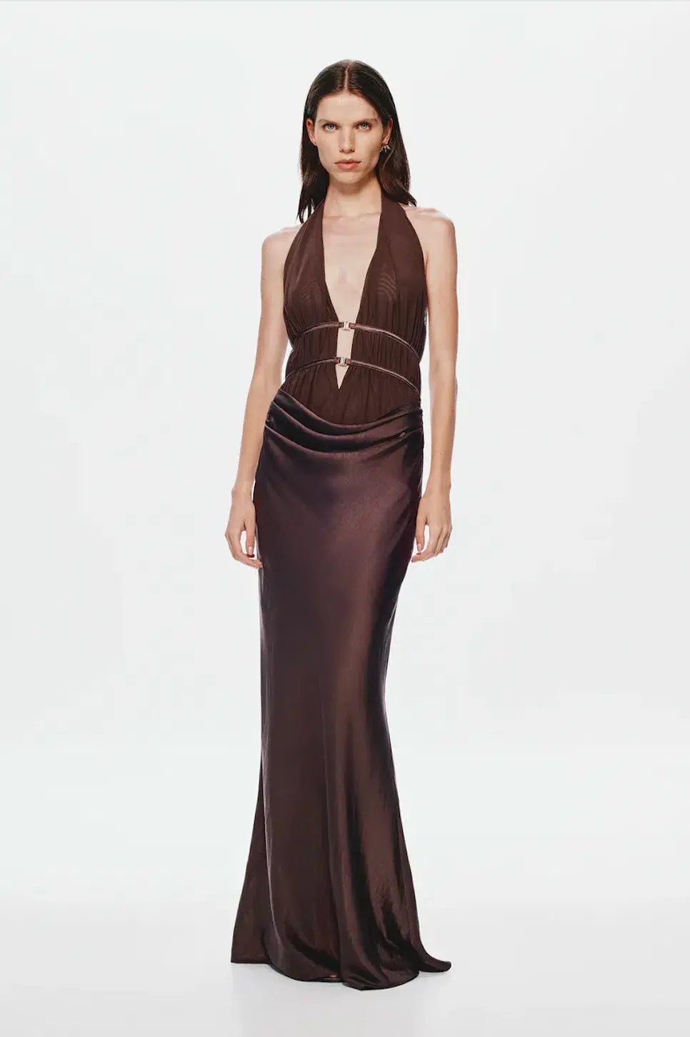 Misha The Celine Satin Dress Umber Brown Size S / AU 8 photo 4