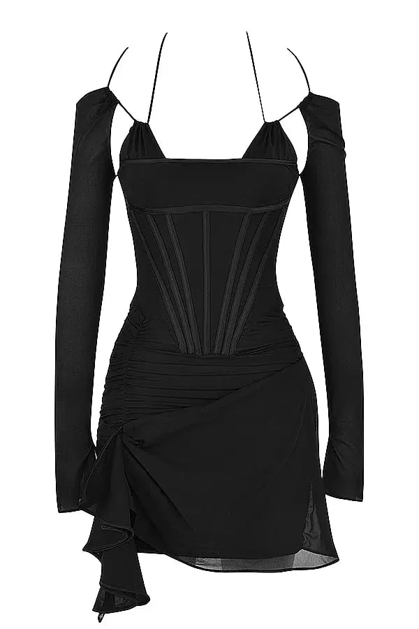 House of CB Gianna Real Silk Corset Mini Dress Black Size XS / Au 6 photo 5