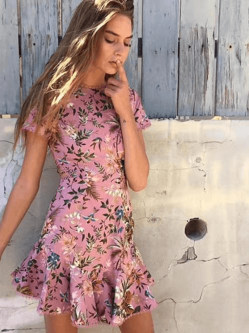 Zimmermann Tropicale Lattice Mini Dress Pink Floral Size 6 photo 3