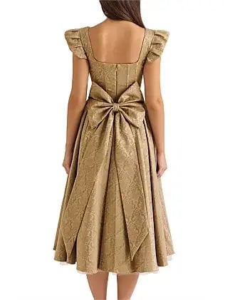 Norma Kamali HOUSE OF CB ALESSANDRA MIDI DRESS Gold Size 10 photo 3