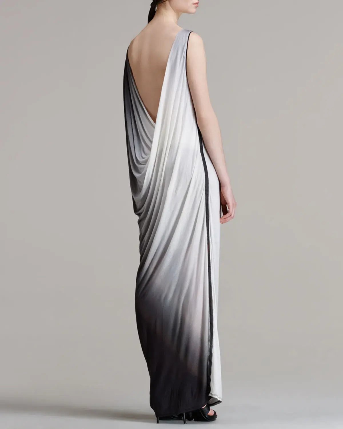 Helmut Lang Shadow Ombré Jersey Maxi Dress Grey Size S / Au 8 photo 2