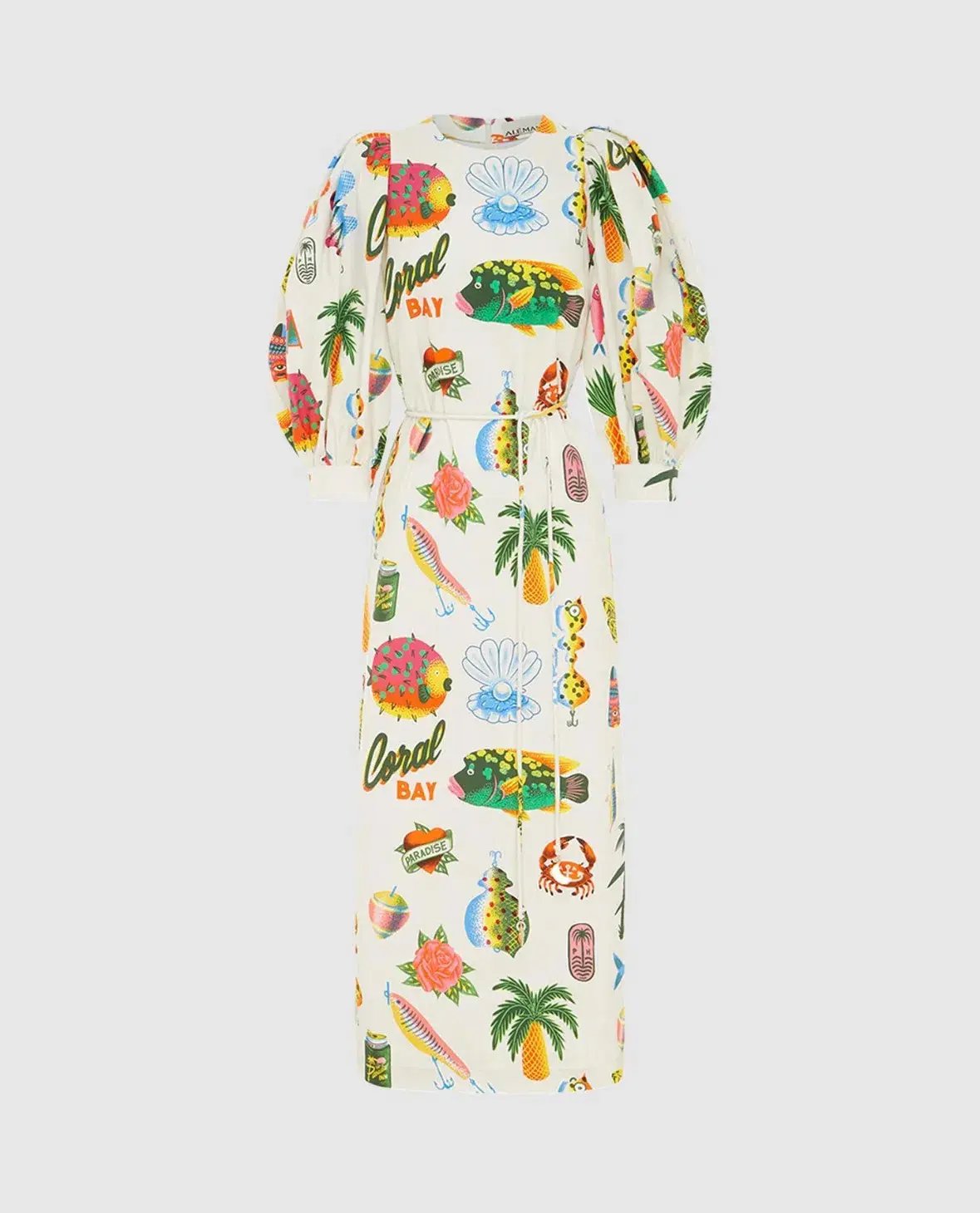 Alemais Samaki Puff Sleeve Midi Dress in Multi Size AU 16 photo 6