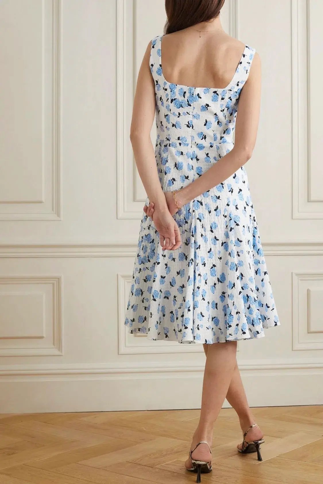 Emilia Wickstead Dena Floral Print Dress Swiss-dot Light Blue  Size AU 12 photo 3