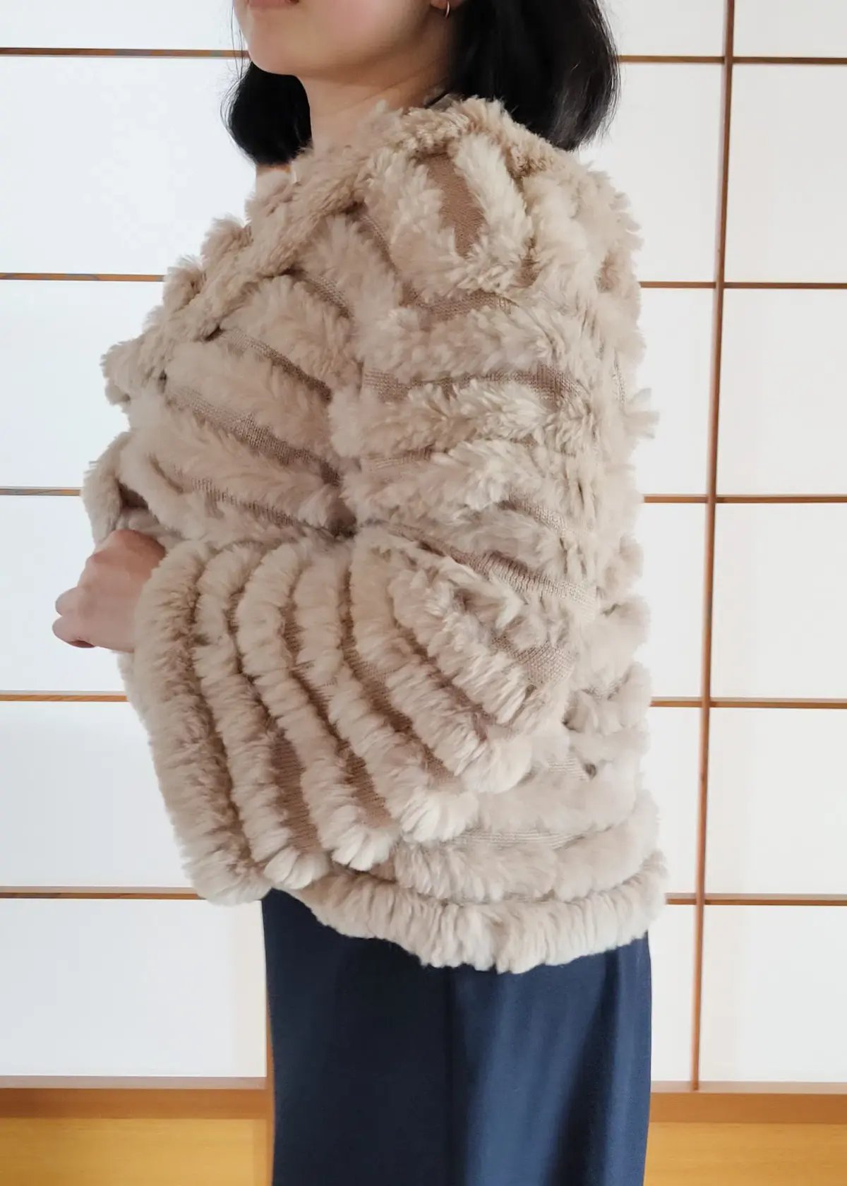 Natasha Rabbit Fur Jacket Cream Size XS / AU 8 photo 3
