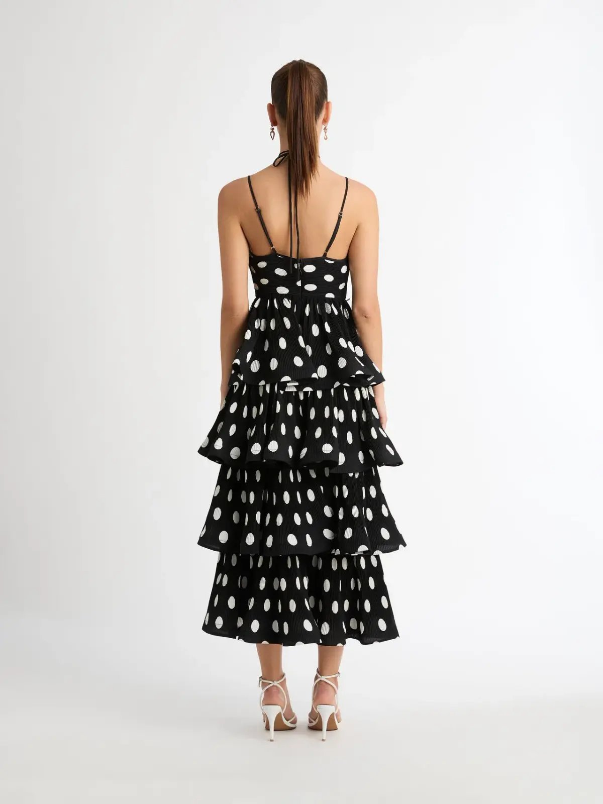 Sheike Julia Tiered Polka Dot Dress Print Size 6 photo 3