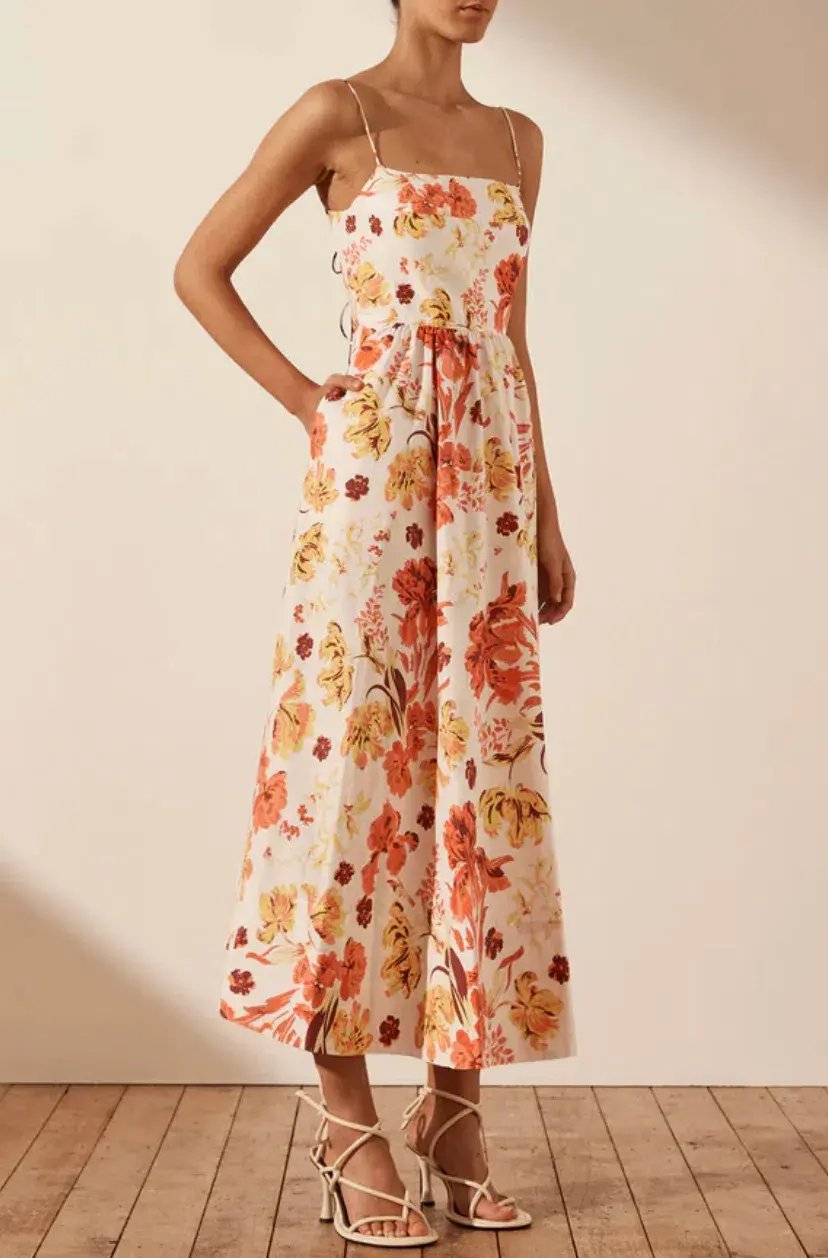 Shona Joy Kalani Low Open Back Midi Dress Floral Size 14 / XL photo 2
