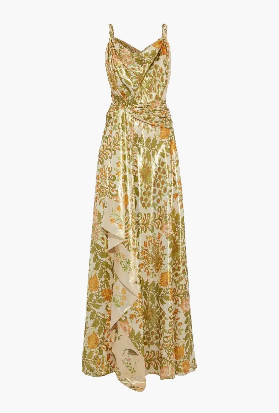 Oscar De La Renta Metallic Lamé Silk-Blend Crepe De Chine Gown Sage Green Size US 6 (AU 10) photo 4