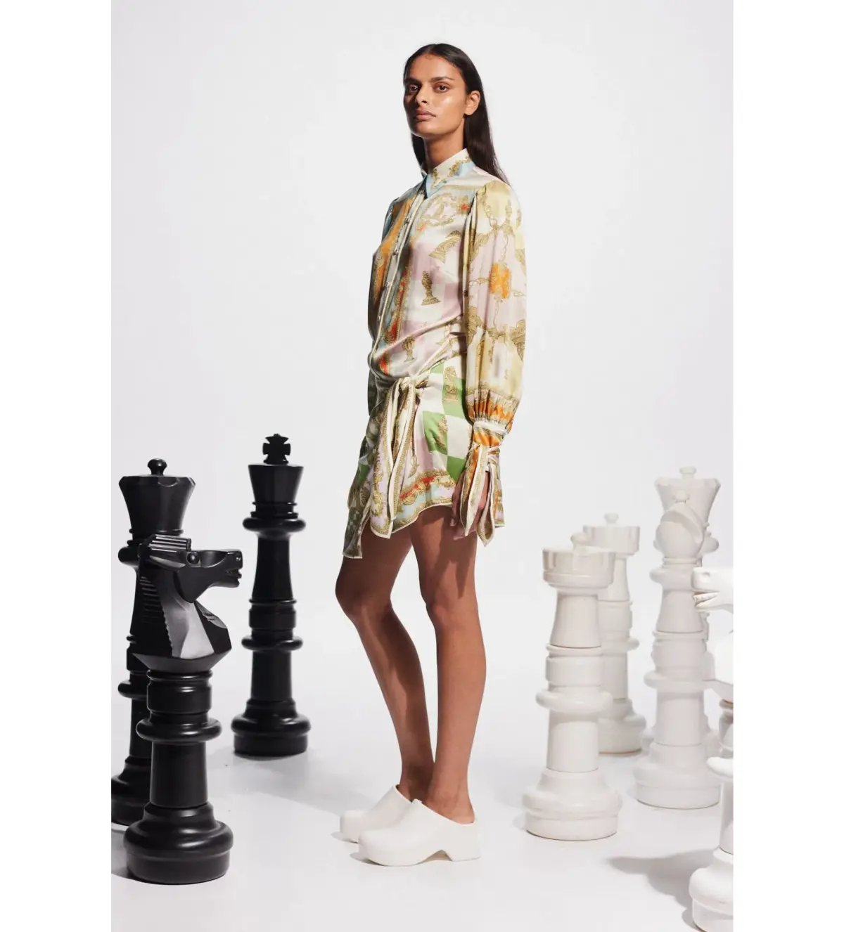 Alemais Checkmate Silk Mini Dress Multi Print Size AU 16 photo 5