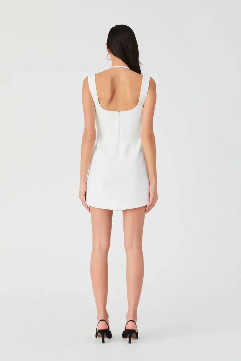 Misha Lowen Crepe Mini Dress Ivory Size 10/M photo 3