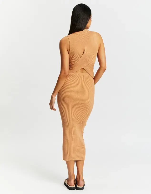 Aere Twist Waist Knit Dress Brown Size 8 photo 3