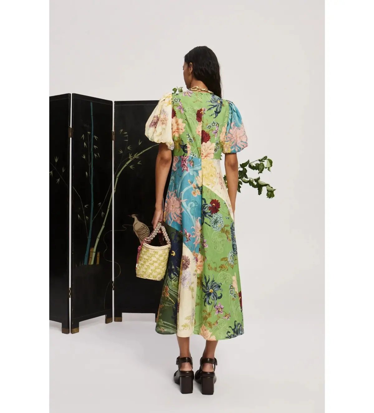 Alemais Avery Spliced Midi Dress  in Mulit colored Floral Print Size AU 4 photo 4