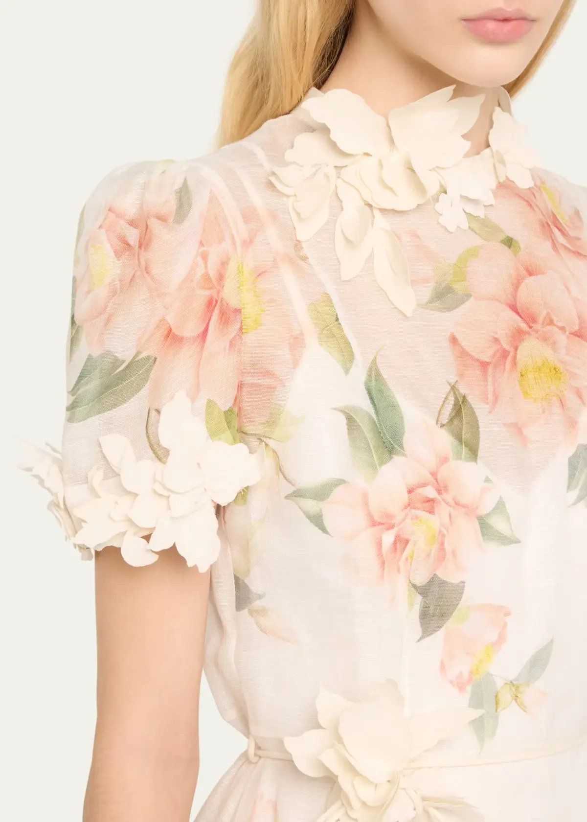 Zimmermann Natura Liftoff Flower Midi Dress Ivory Camellia Size 0 / AU 8 photo 4
