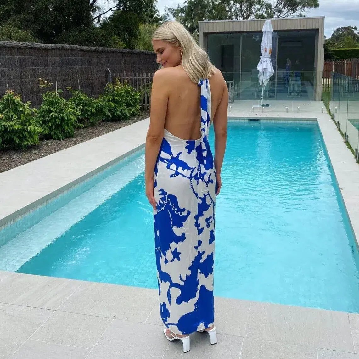 Sir The Label Esme Halter Dress Merce Abstract Print Size 2 / AU 10 photo 3